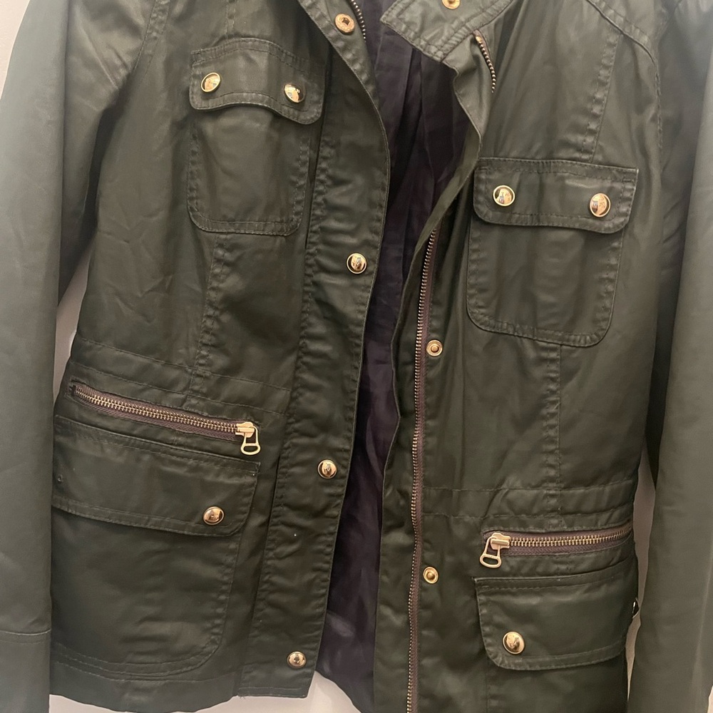 Tommy hilfiger women jacket dark green jacket, size medium.